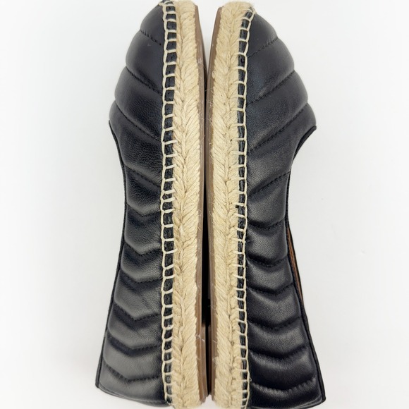 Franco Sarto Black Quilted Espadrille Flats Women's Size 7.5 M Leather Slip On - Picture 5 of 6
